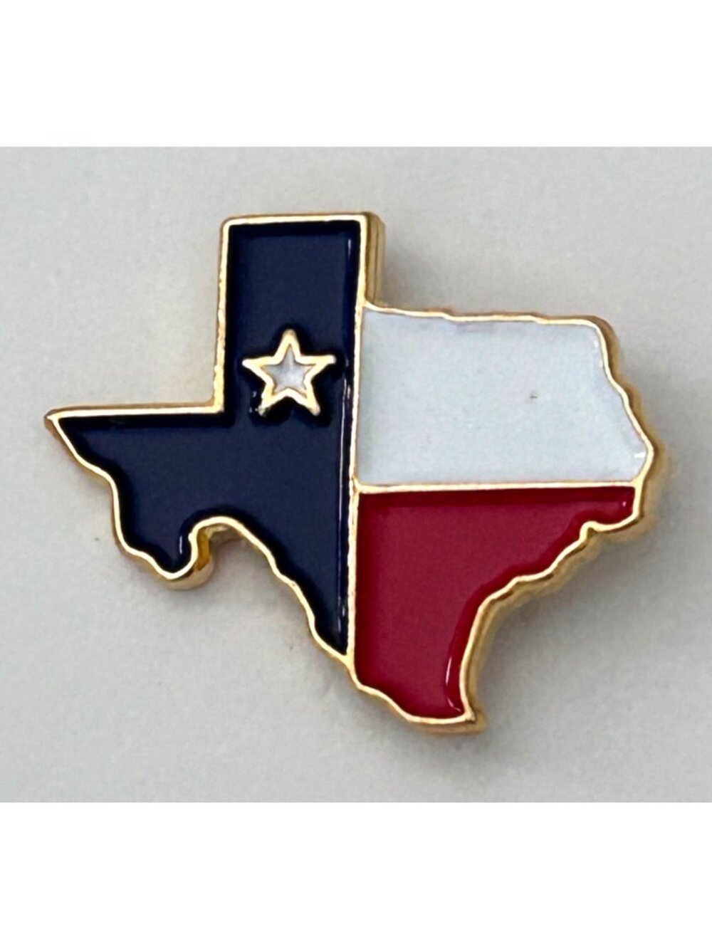 Texas State Flag Star Tie Tack Lapel Pin Gold Tone Trim Enamel